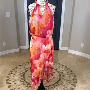 Xscape Elegant Cream and Pink Floral Dress 6